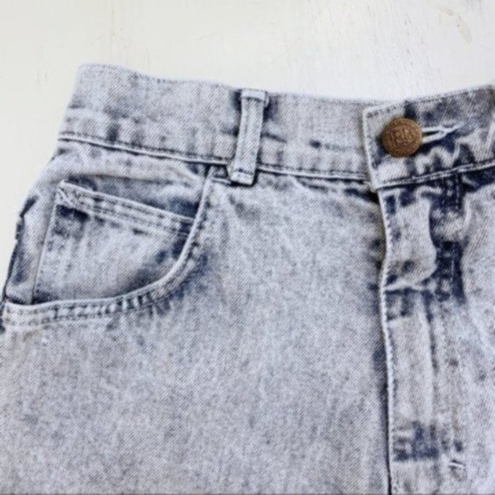 Vintage 90s Mom Jeans Lace-Up Cuff Tapered High Waisted White Washed 26 - Picture 4 of 10